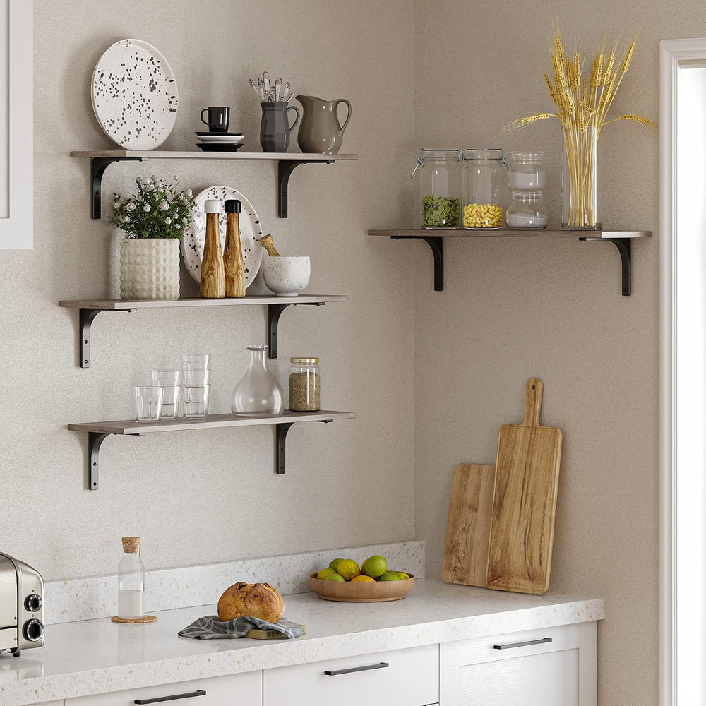 DINZI LVJ Long Wall Shelves, 31.5Inch Wooden Wall Mounted Shelves, Set of 2