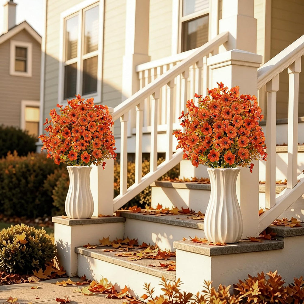 2 Pcs Fall Artificial Silk Flowers with Ground Stake for Outdoor