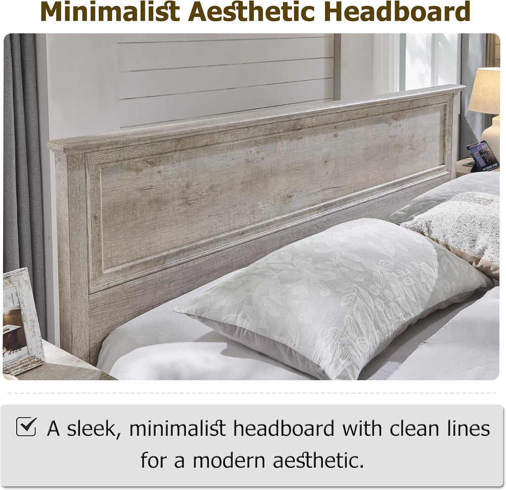 T4TREAM Farmhouse Queen Bed with Headboard and Storage Bench