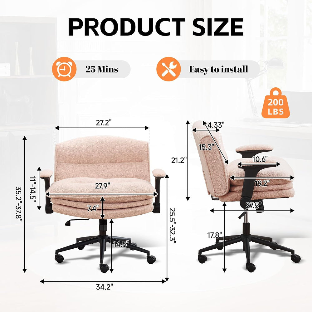Criss Cross Chair with Flip-up Arms, Wide Criss Legged Chair with 3 Layer Cus...
