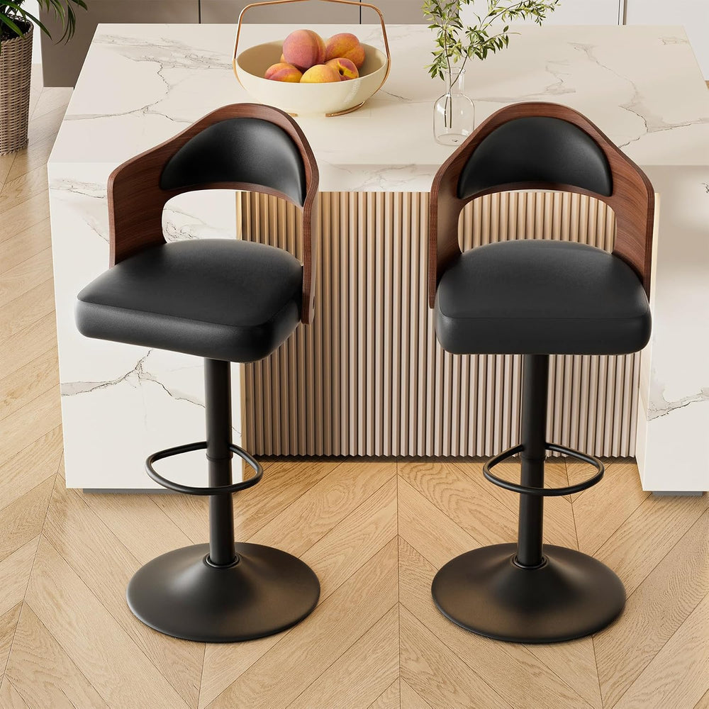 Swivel Bar Stools Set of 2,Bentwood Adjustable Height Barstools
