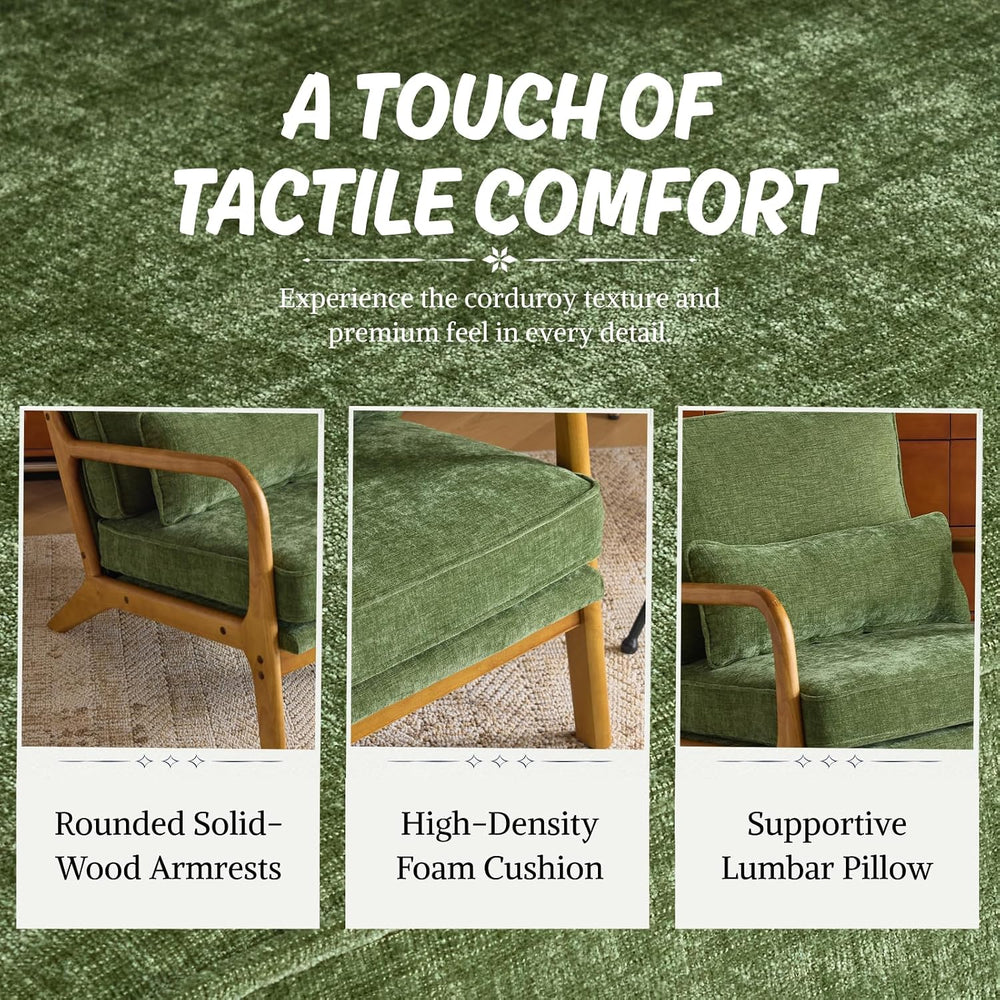 Karl home Mid-Century Modern Accent Reading Chair, Olive Green