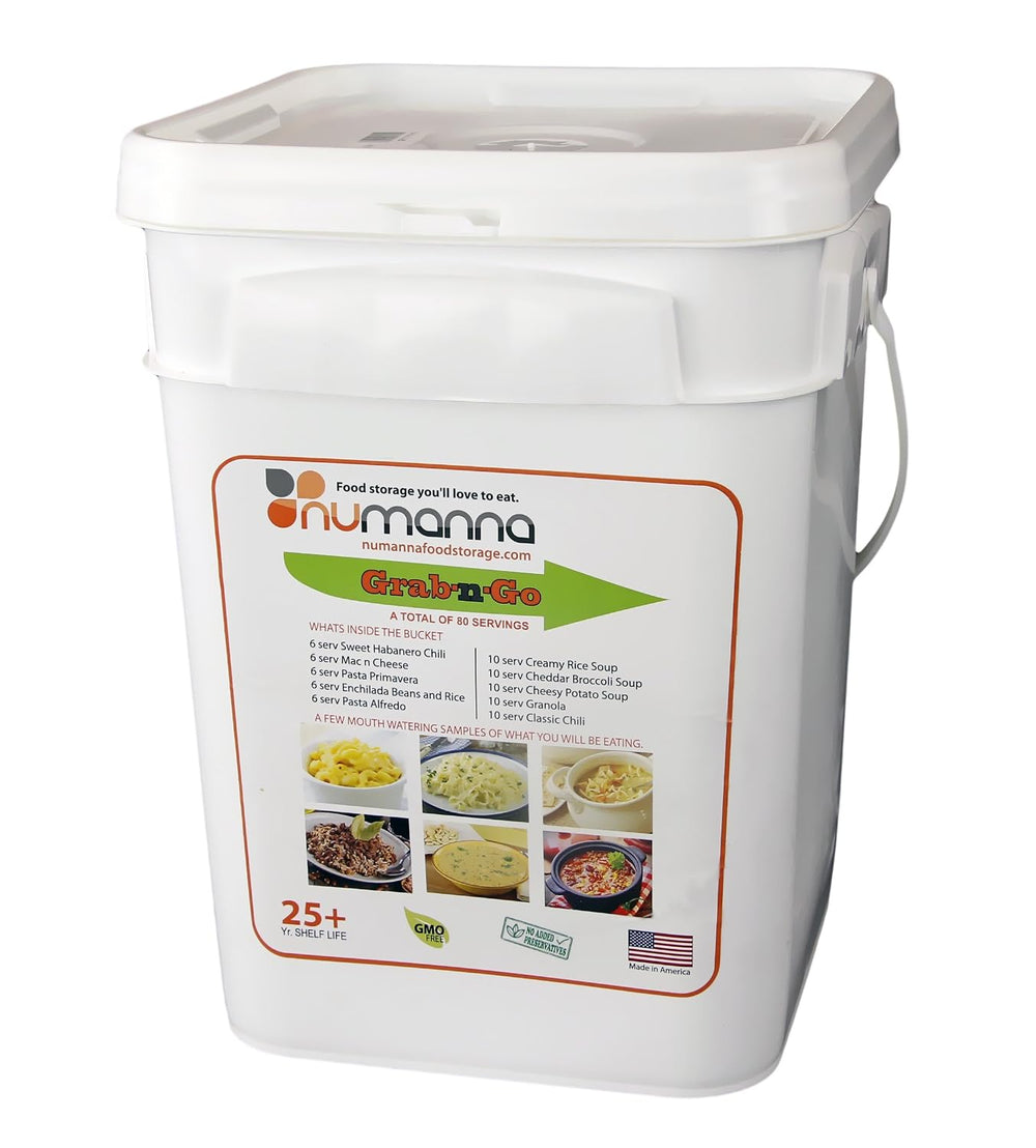 Numanna Grab-n-Go Bucket – 80 Servings, 12 lbs | Freeze-Dried Premade Meals |...