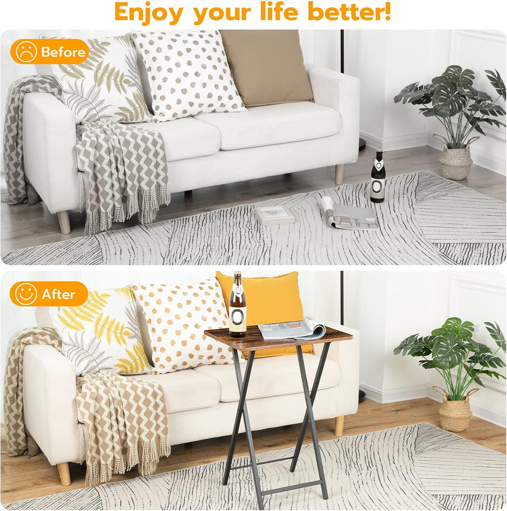 HOOBRO Folding TV Tray Table, TV Tray, Snack Table for Small Space