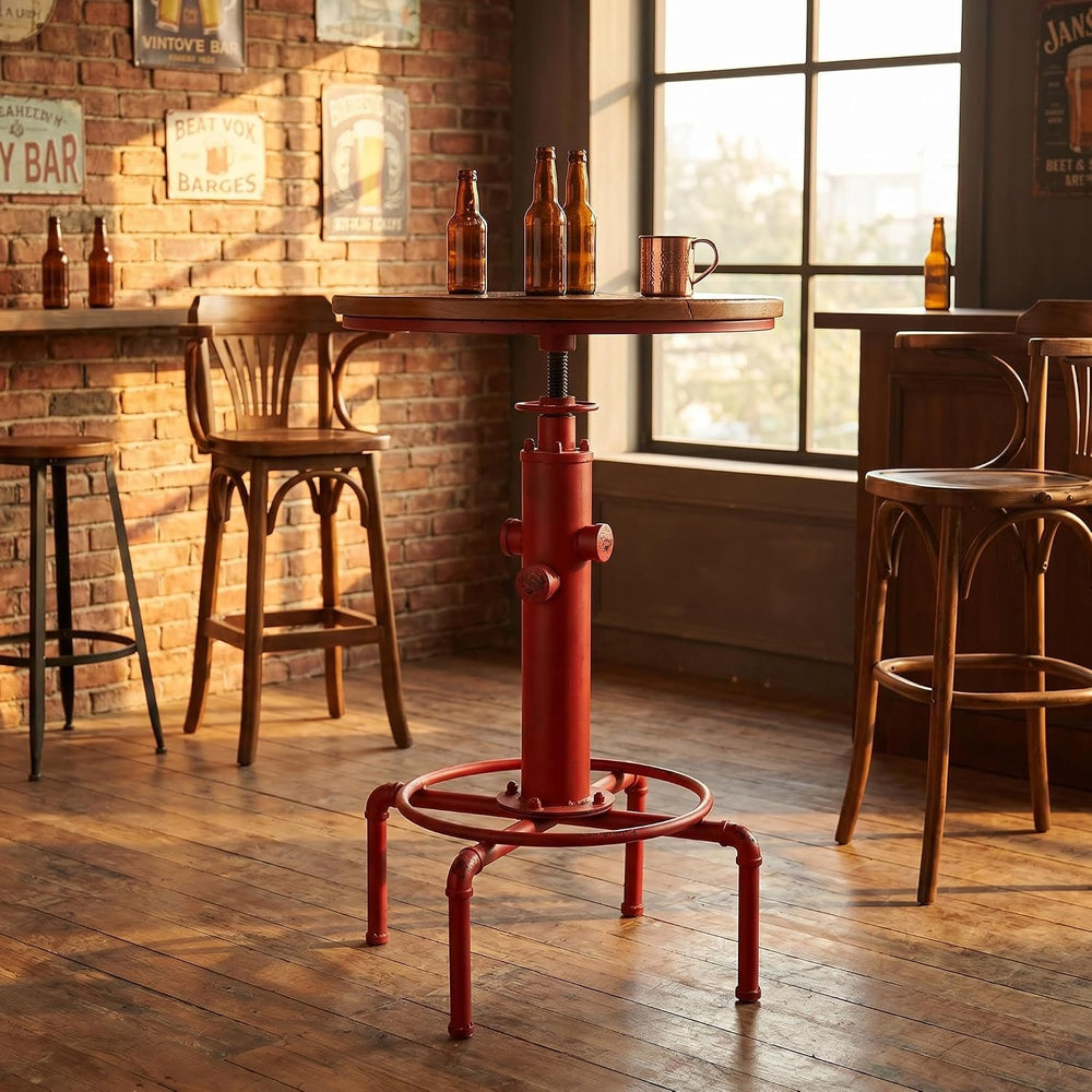 Topower Industrial Bar Table 32.3-38.2" Adjustable Pub Table Kitchen Din...