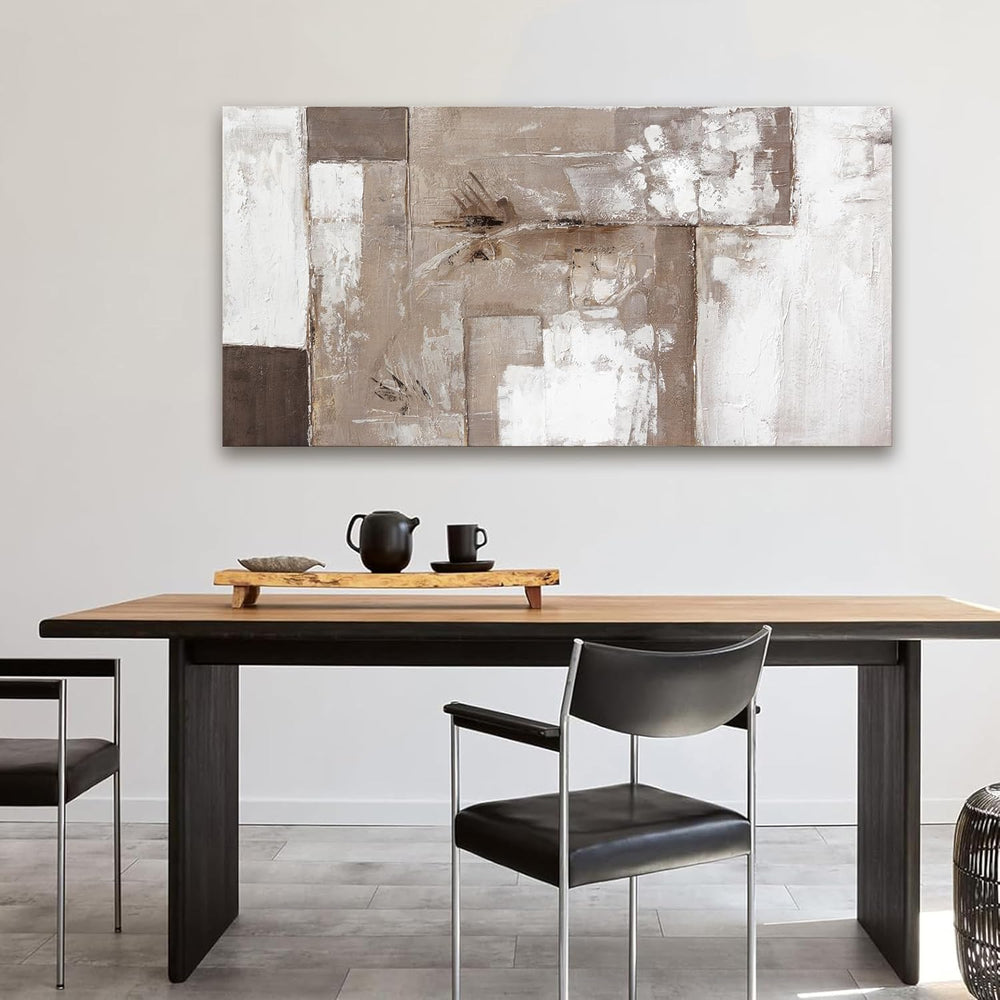 YISXINOAG Brown Grey White Abstract Wall Art Modern Fantasy Canvas 24"X4...