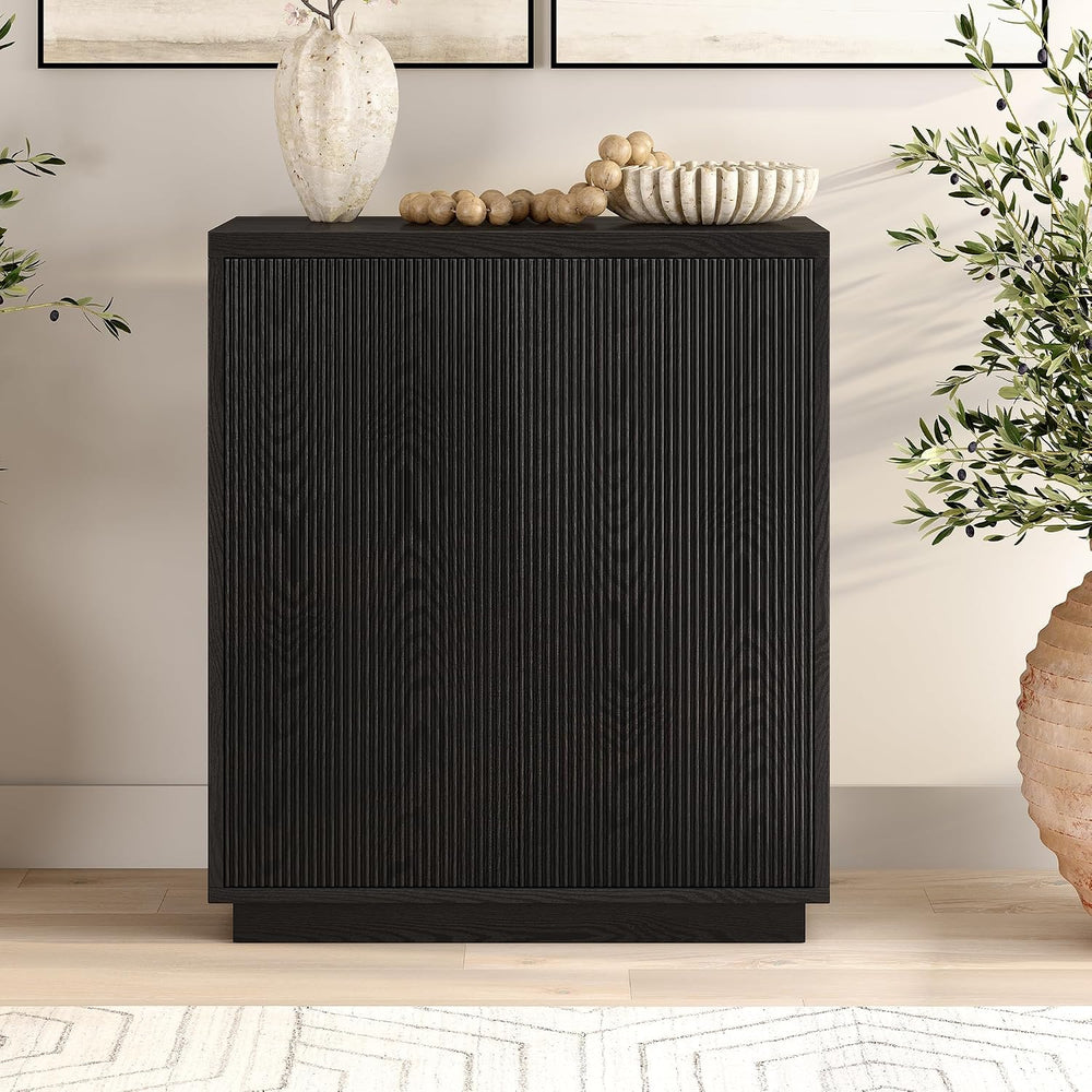 Henn&Hart 28" Fluted Accent Cabinet, Sideboard Buffet, Natural Black