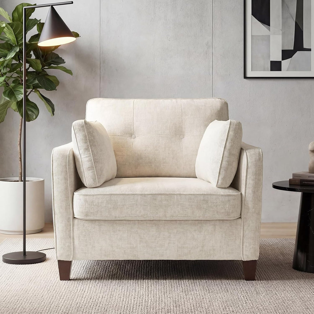 Luxury Oversized Accent Reading Chair for Living Room, 41", Chenille, Beige