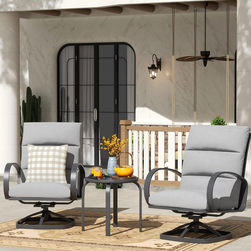 NATURAL EXPRESSIONS 3-Pc High Back Swivel Rocker Outdoor Bistro Set, Grey