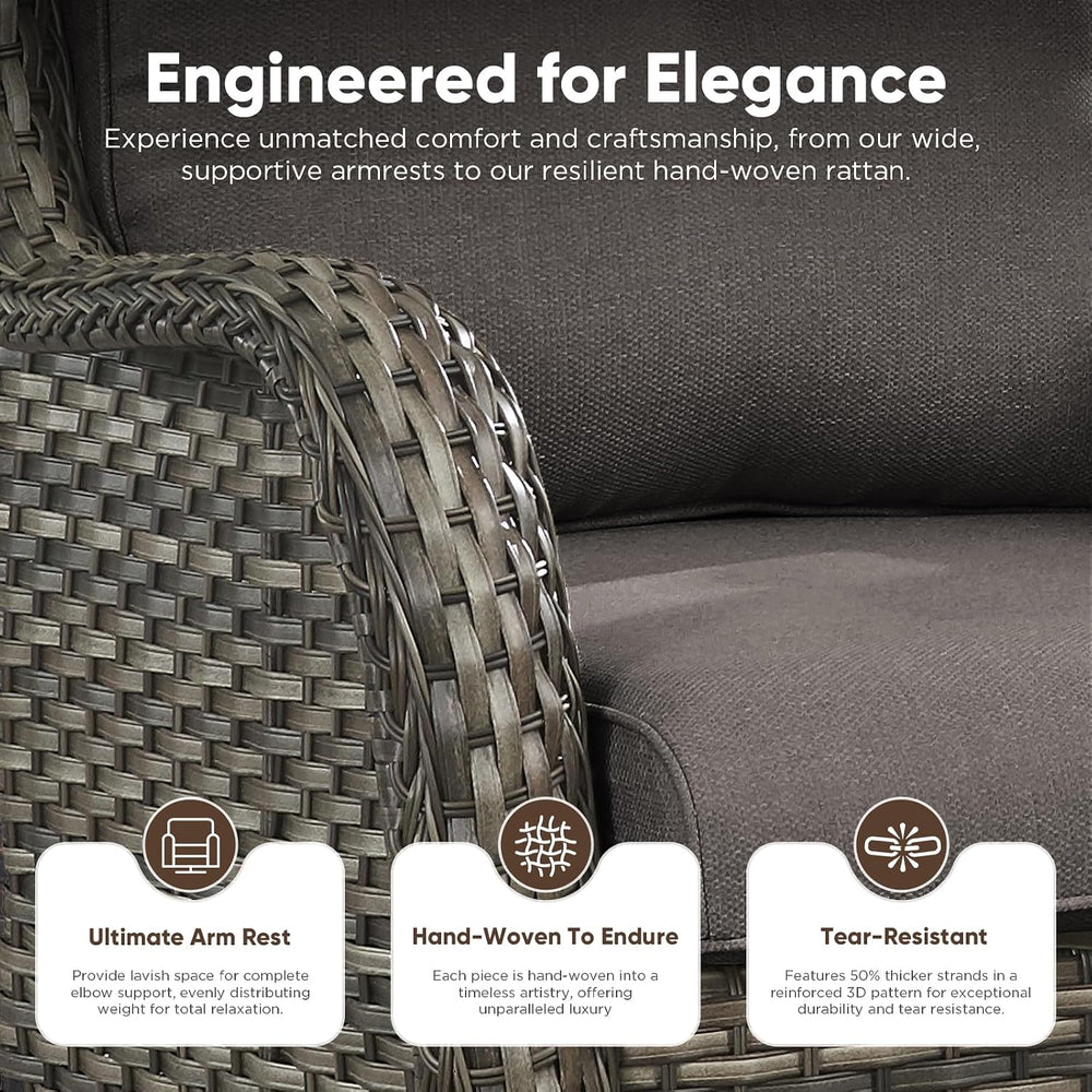 Belord Outdoor Swivel Chairs Set of 2,Patio Wicker Rocker Chairs with Ottoman...