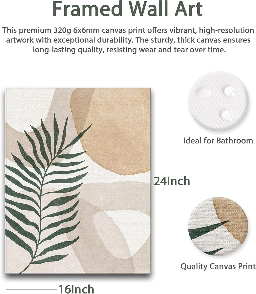 HesenDot Abstract Botanical Wall Art Set of 3, 40x60CM Neutral Plant Framed C...