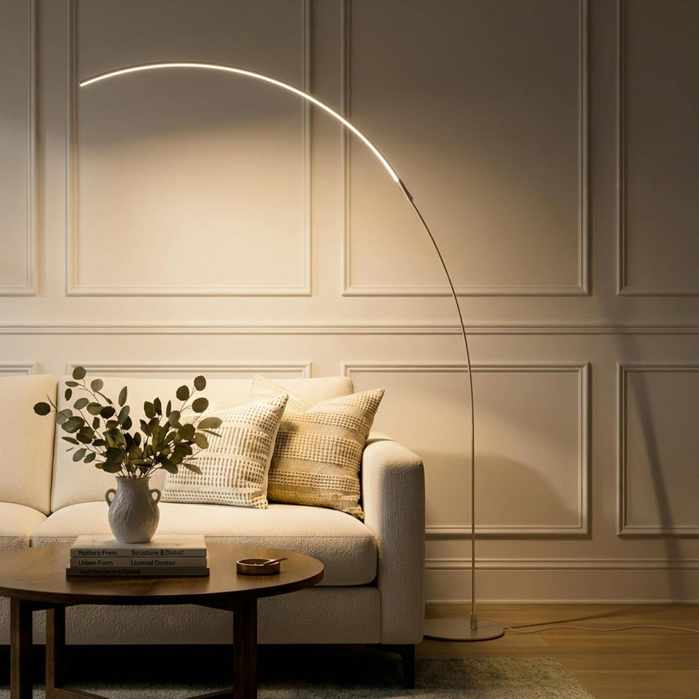 Brightech Sparq Arc Floor Lamp - Sleek, Minimalist Curved LED Standing Lamp f...