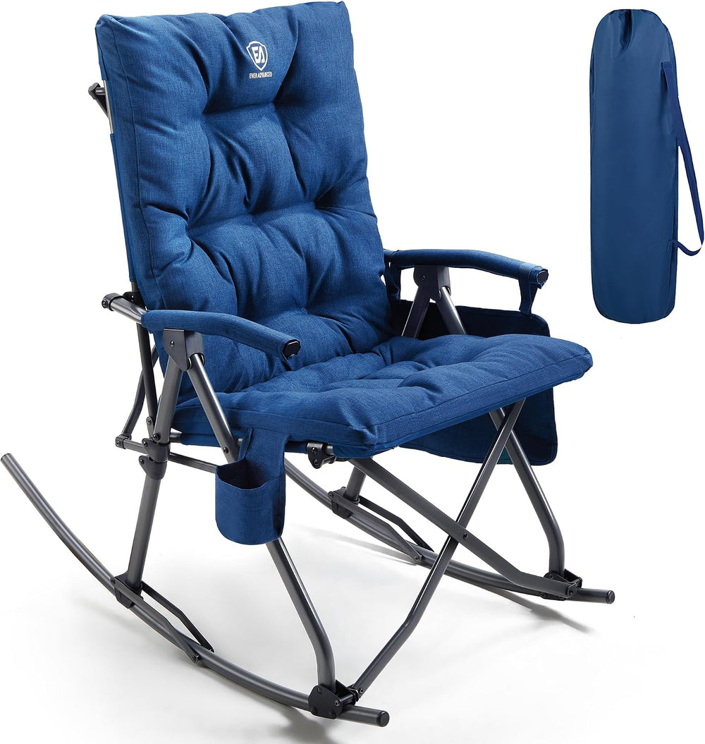 EVER ADVANCED Oversized Folding Rocking Camping Chair, Padded