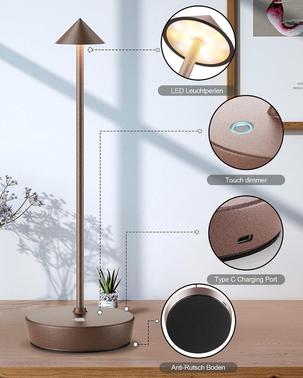 LED Cordless Lamp Rechargeable 6000mAh Battery Outdoor Table Light