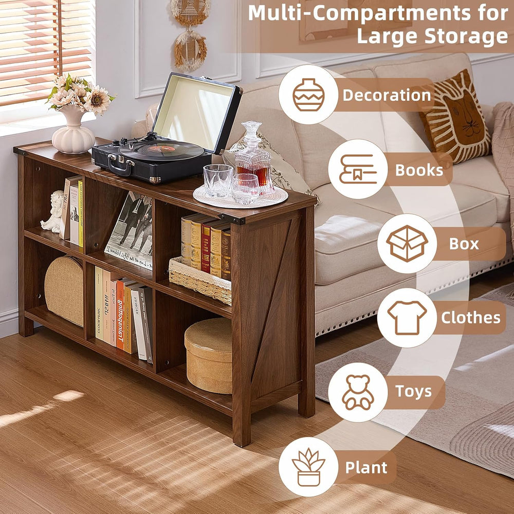 Joaxswe Farmhouse 6 Cube Book Shelf, Wood 3 Tier Storage Organizer Bookshelf,...