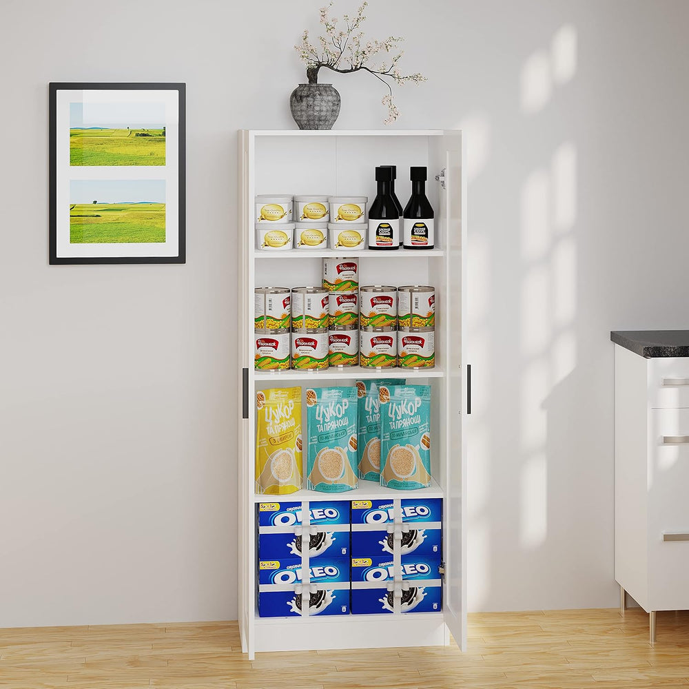 Panana Wooden Storage Cabinet, Narrow Pantry Cabinets Free Standing Tall Stor...