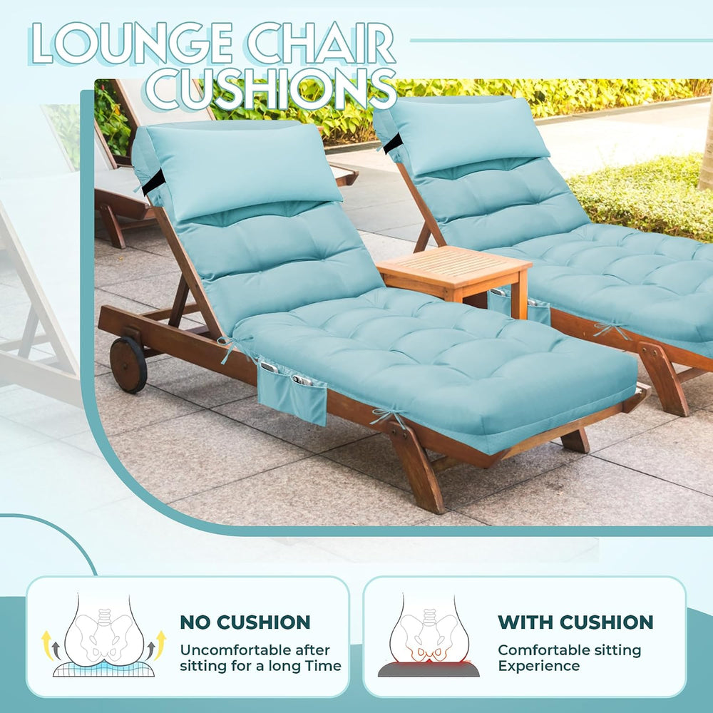 Outdoor Chaise Lounge Chair Cushion, Waterproof Outdoor Chair Cushions for Pa...
