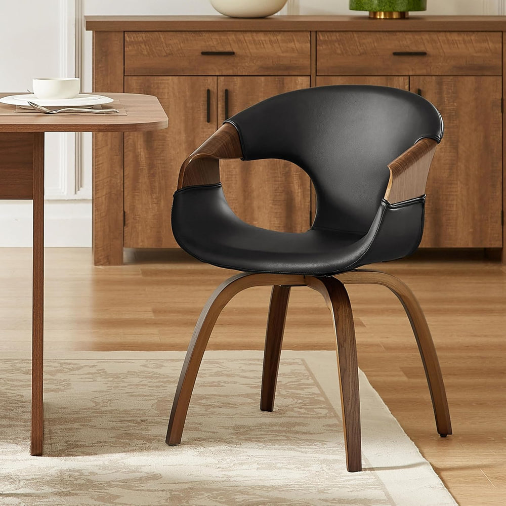 Zouron Swivel Dining Chair, Mid Century Modern Upholstered Desk Chair with Wo...