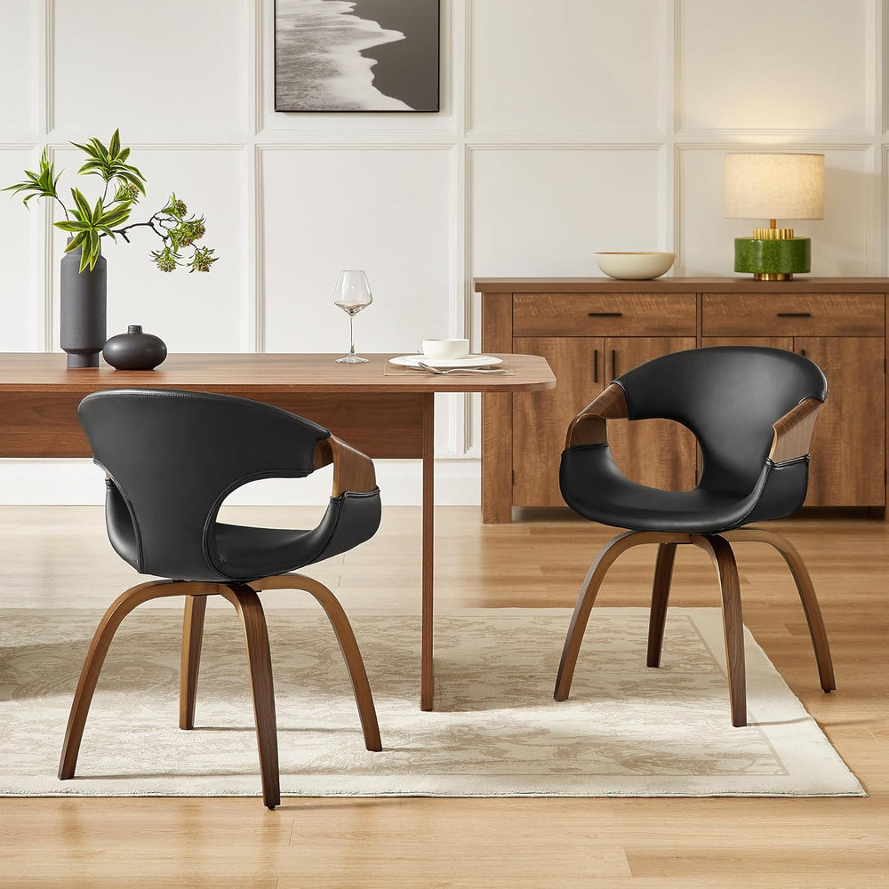 Zouron Swivel Dining Chair, Mid Century Modern Upholstered Desk Chair with Wo...