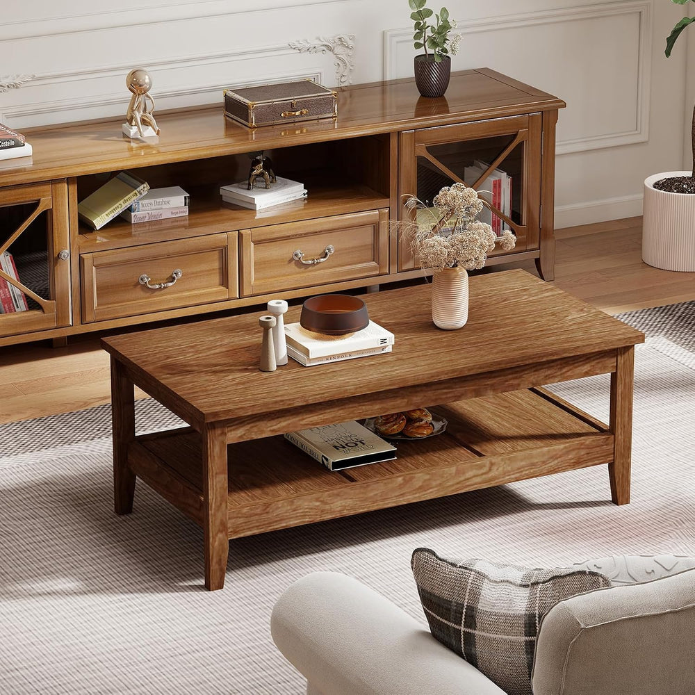 GIANTEX Mid Century Modern Coffee Table, 47" Wood Center Table