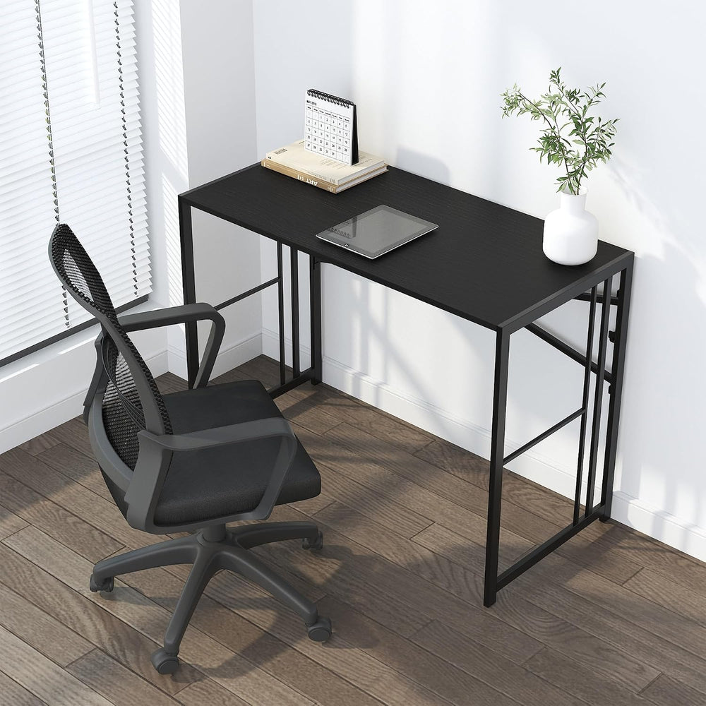 Lutown-Teen Folding Desk 40 inch No Assembly Required, Black