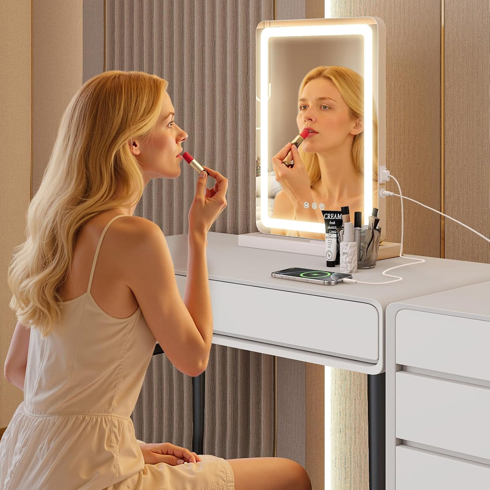 Sweetcrispy 17"x13" LED Mirror with Lights, Compact Lighted Vanity ...
