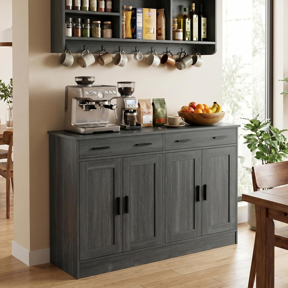 Anystyle 53" Dark Grey Buffet Cabinet with Storage, Kitchen Sideboard Bu...