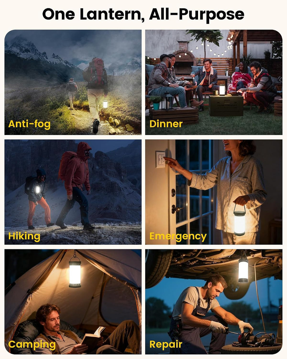 Glocusent LED Rechargeable Camping Lantern, Camping Light with 5000mAh