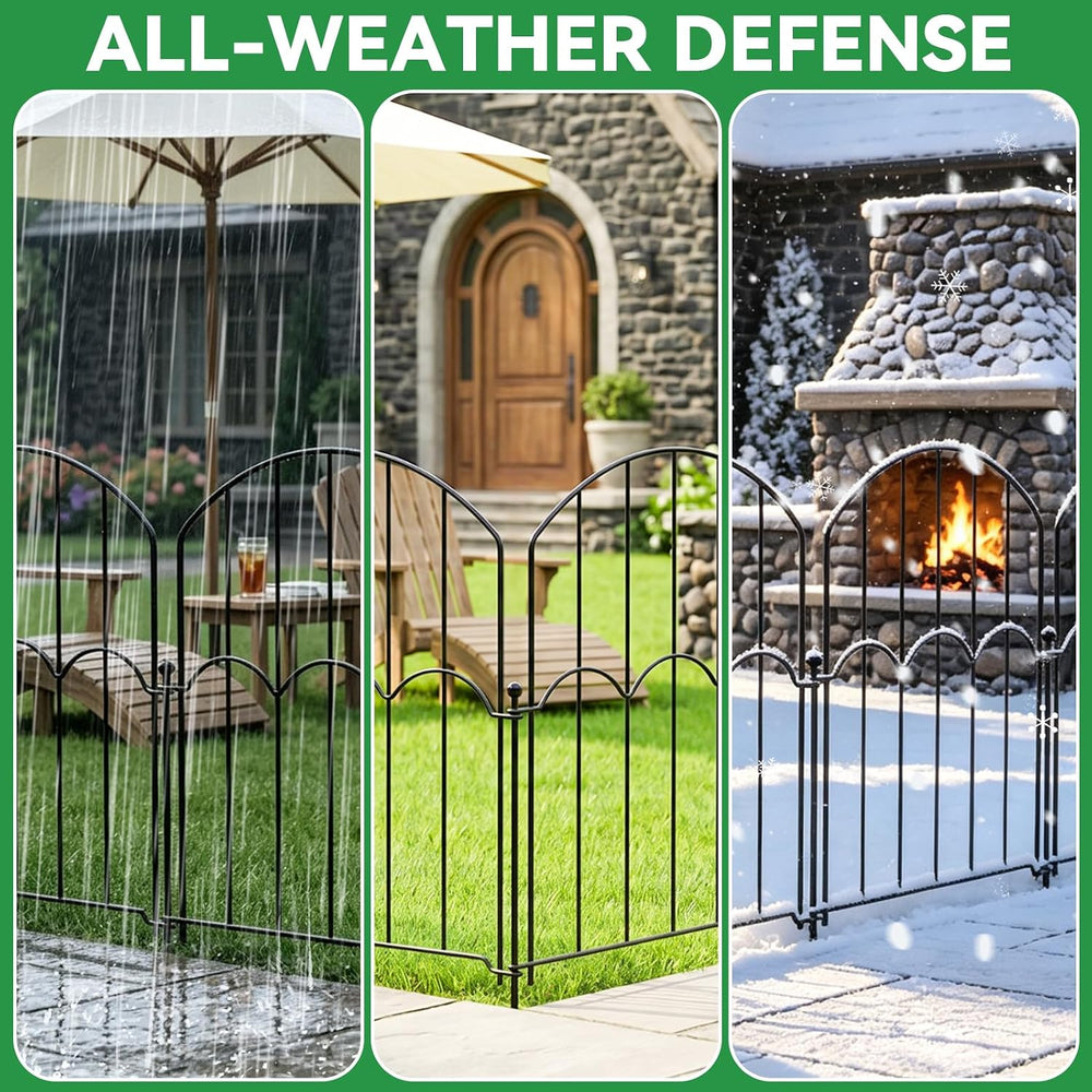 GOTGELIF 25 Panels Decorative Arched Garden Fence, 17''x27 FT No-Dig ...