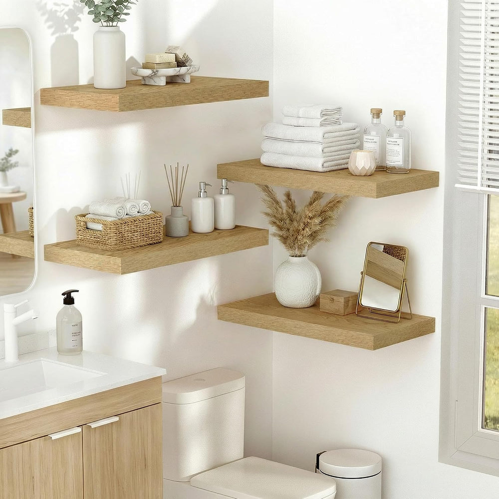 Vivelove 10 in Deep Floating Shelves 16” Set of 2, Oak
