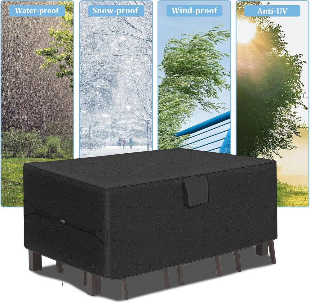RICHIE Patio Furniture Covers - 600D Heavy Duty Waterproof Rectangle Table Co...