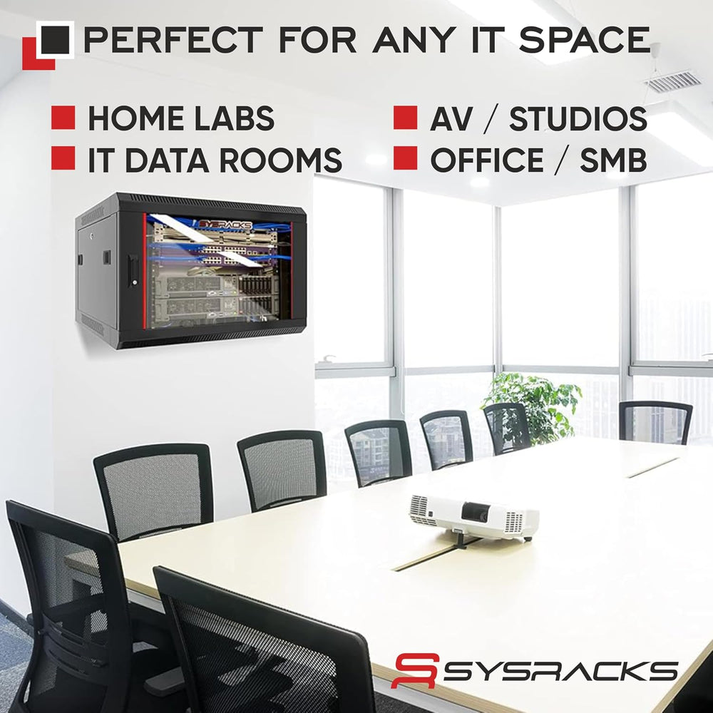 Sysracks 6U Wall Mount Server Rack Cabinet, 18-Inch Deep, Black