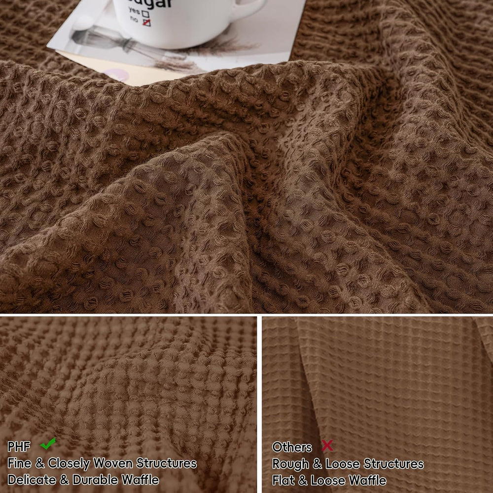 PHF 100% Cotton Waffle Weave Throw Pillow Cover, 24" x 24", No Fill...