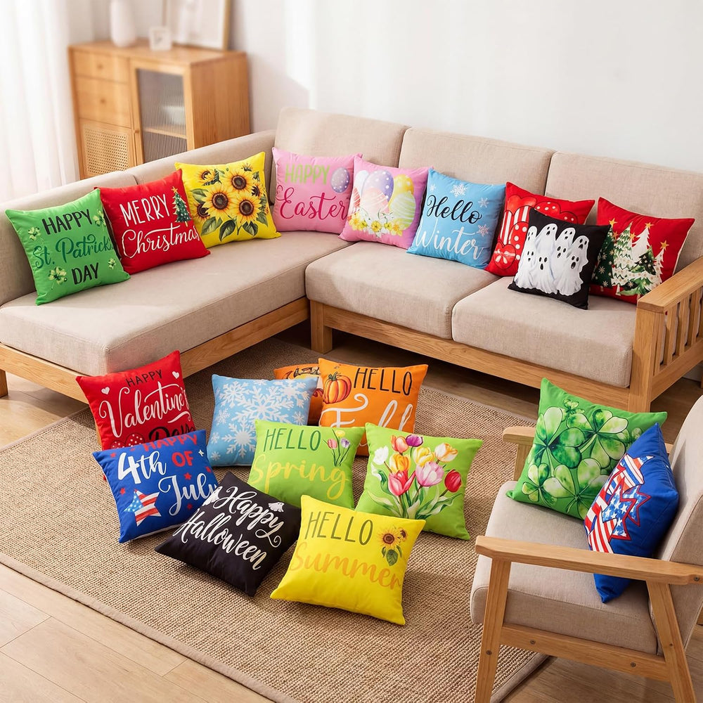 Mindsoft 20 Pcs Holiday Pillow Covers 18x18, Fall Christmas Throw Cover