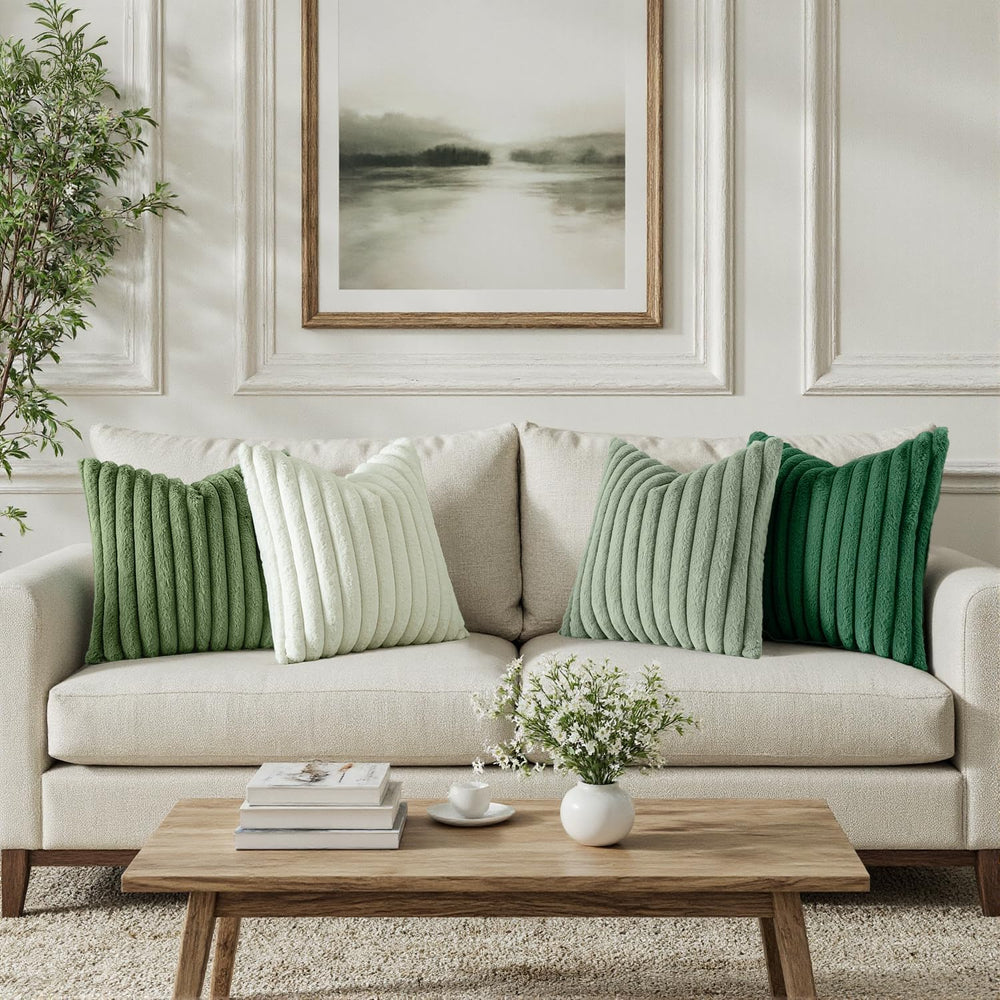 MIULEE Faux Fur Plush Decorative Throw Pillow Covers 20x20, Green