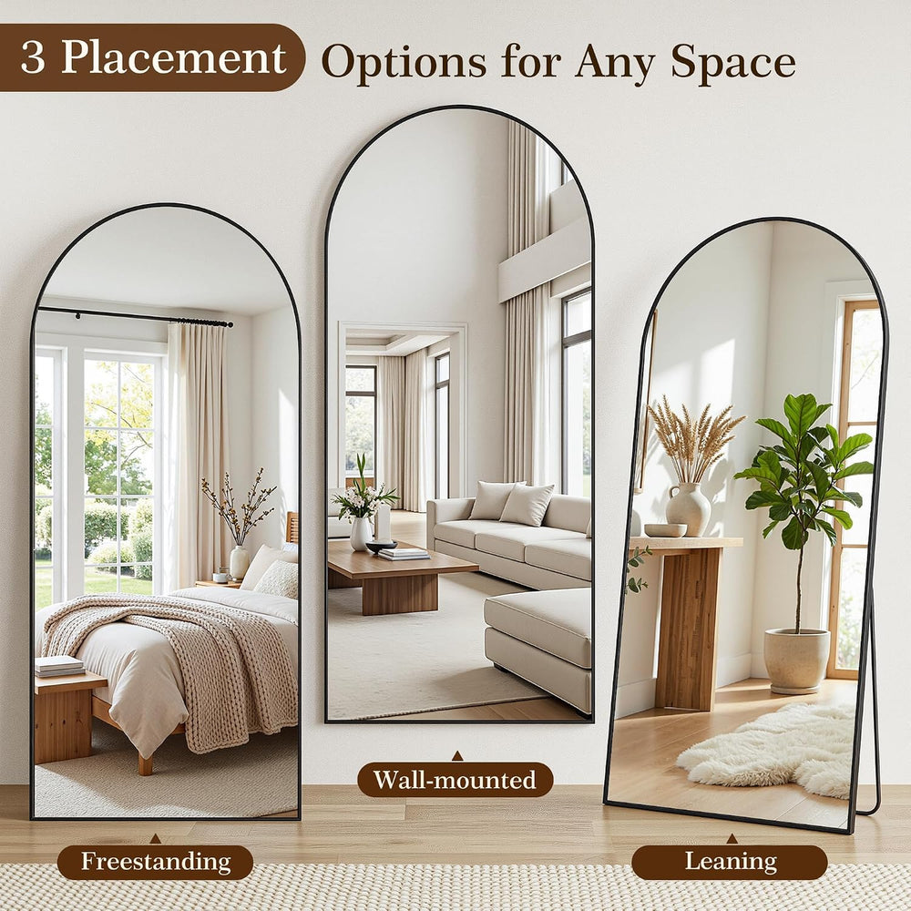 81"x41" Arched Full Length Mirror, Full Body Floor Mirror, Black
