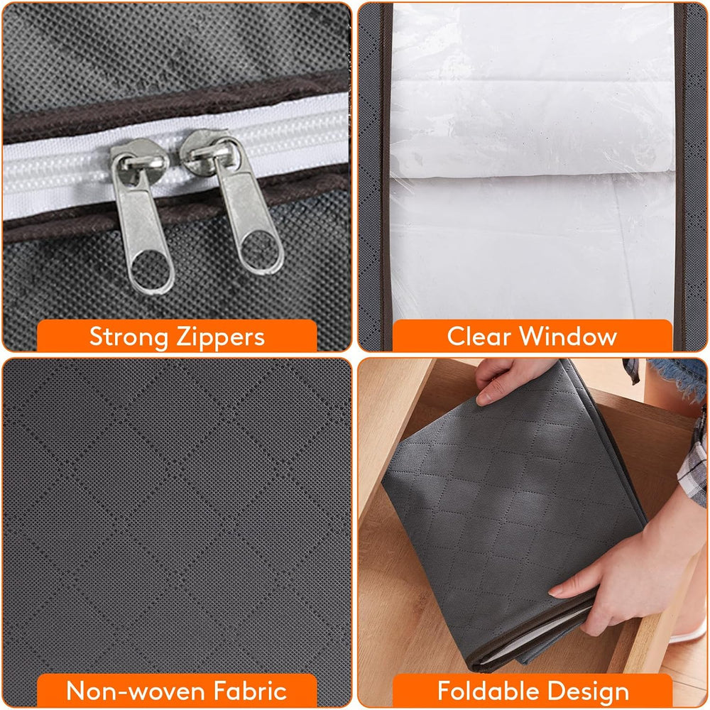 Lifewit 6 Pack 100L Clothes Storage Bins with Lids, Blanket Storage Bags