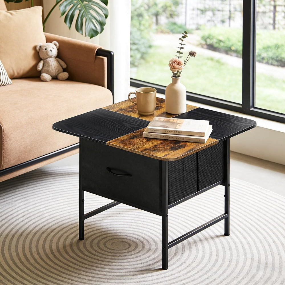 Small Coffee Table for Living Room,Storage Coffee Table with 2 Drawer,Black