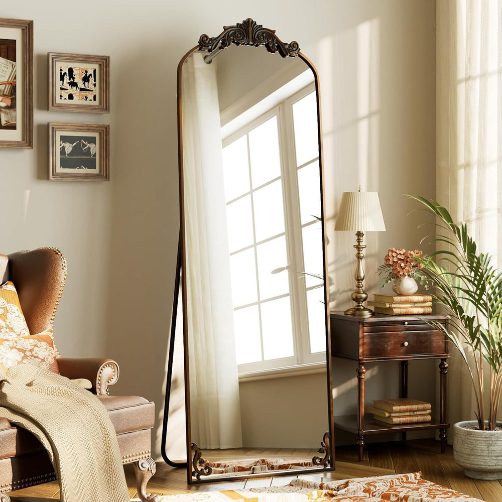 HARRITPURE 64"x21" Vintage Full Length Mirror, Arched Standing Mirror