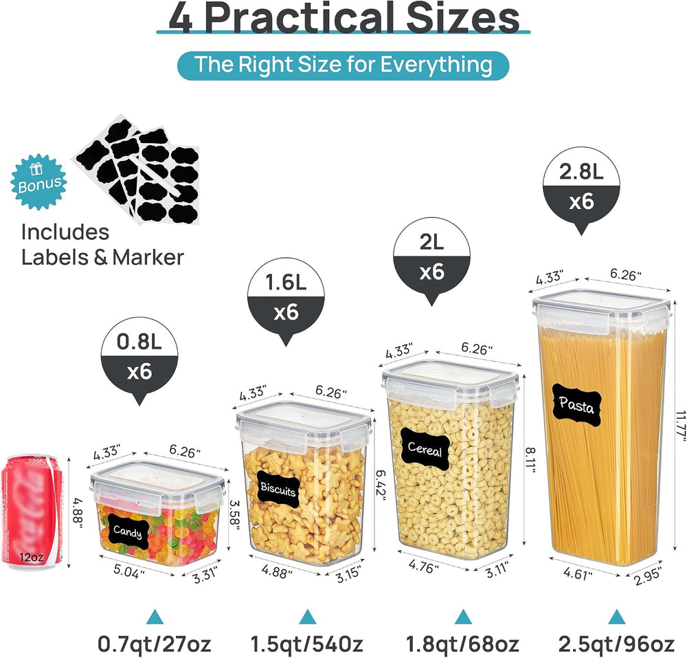 Vtopmart Airtight Food Storage Containers with Lids, 24 pcs, Gray