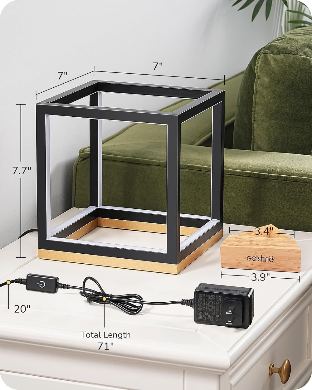 EDISHINE Modern LED Table Lamp, Minimalist Bedside Lamp for Living Room