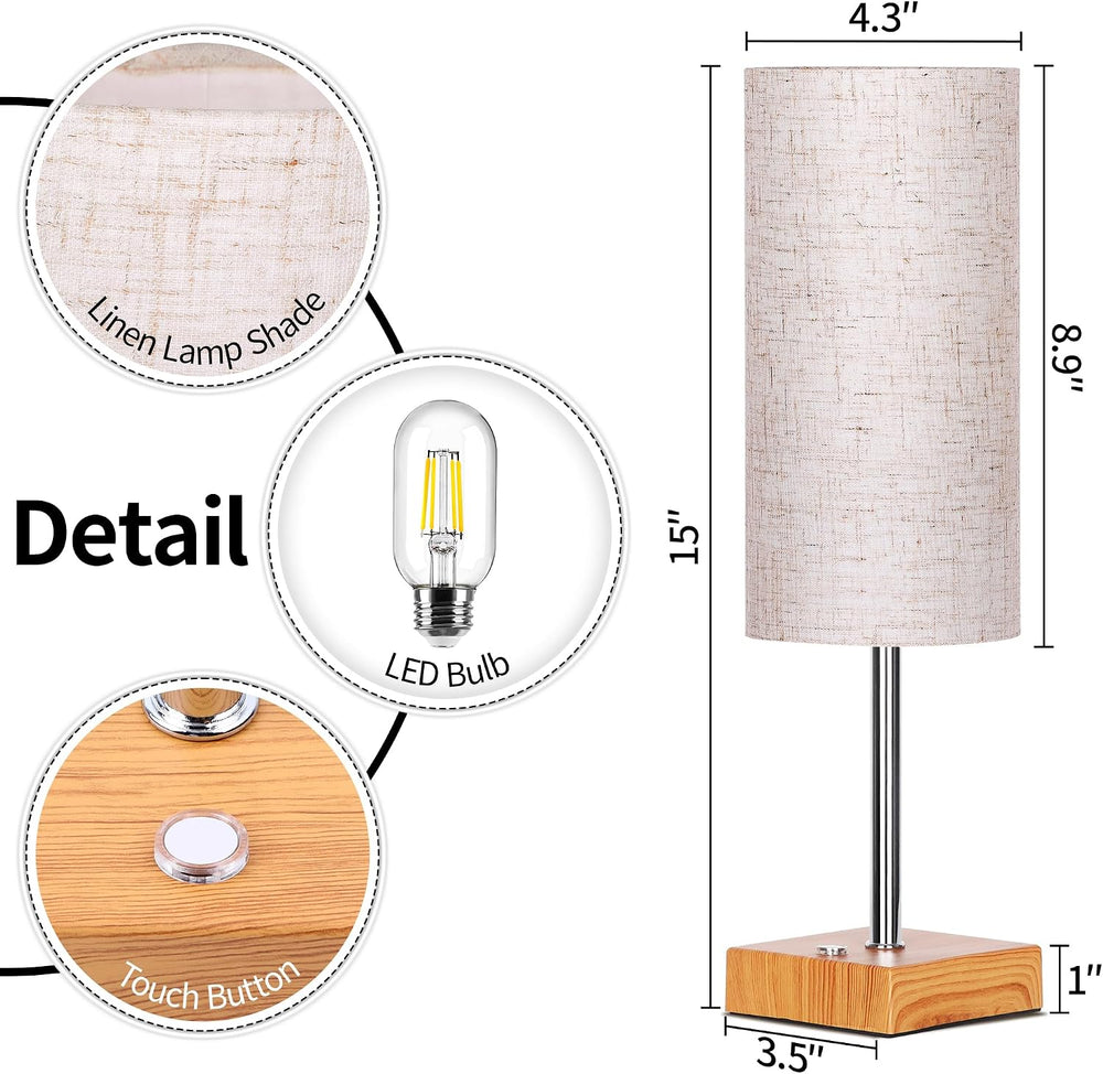 Cordless Table Lamp with Dimmable, Rechargeable 3 Modes Battery Powered Bedsi...