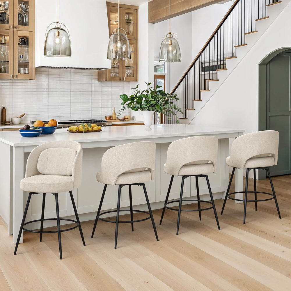 LUE BONA 26''H Swivel Bar Stools Set of 2, Counter Height Bar Stools ...