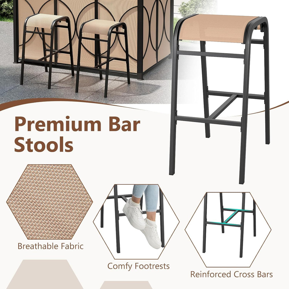 Tangkula 3-Piece Patio Bar Set, Grill Gazebo & 2 Bar Stools with Tempered...