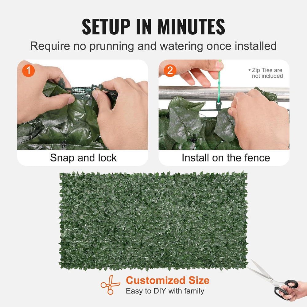 VEVOR Artificial Ivy Privacy Fence Screen, 59 x 118 in Faux Ivy Vine Leaf Hed...