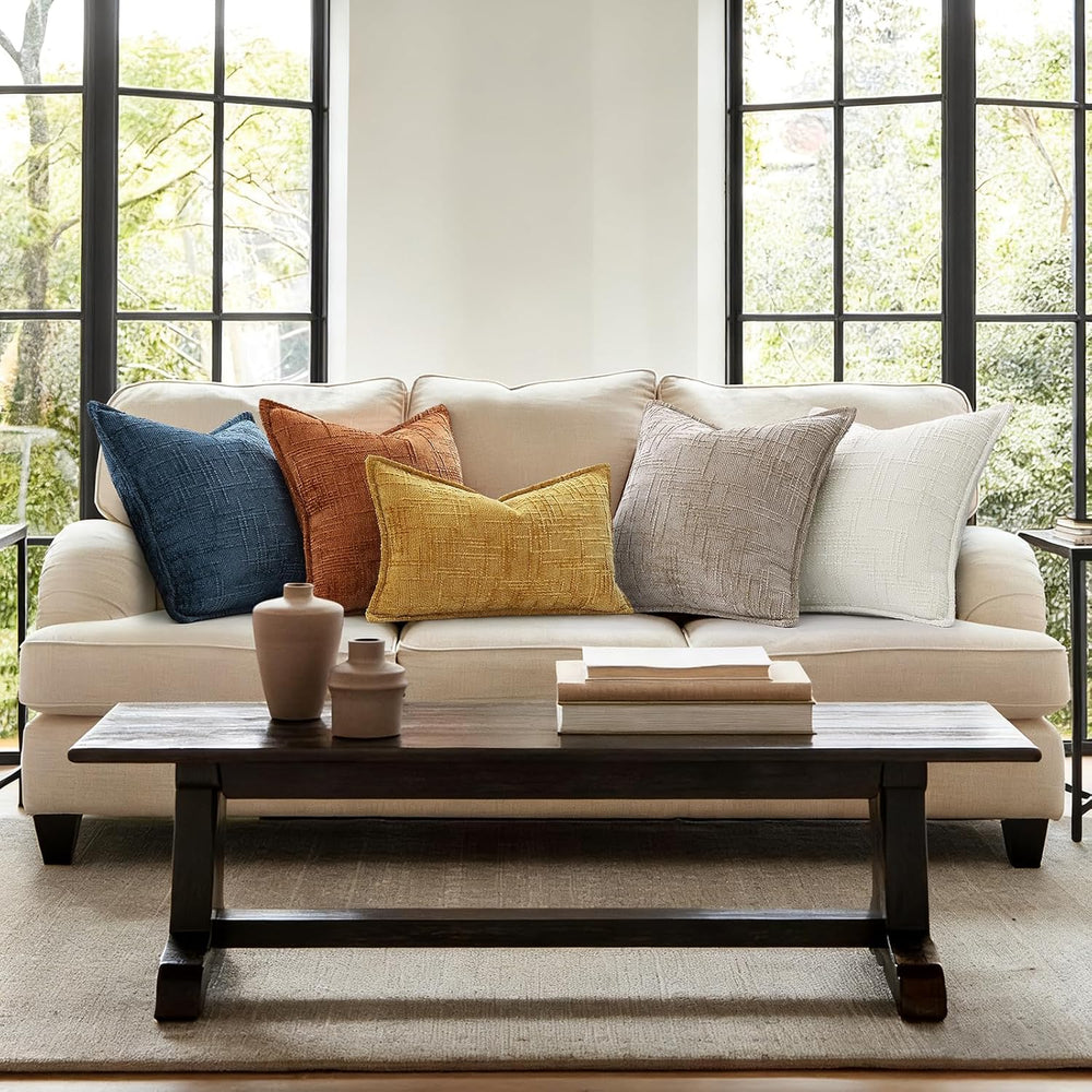 decorUhome Chenille Decorative Throw Pillow Covers 20x20 Set of 2, Rust