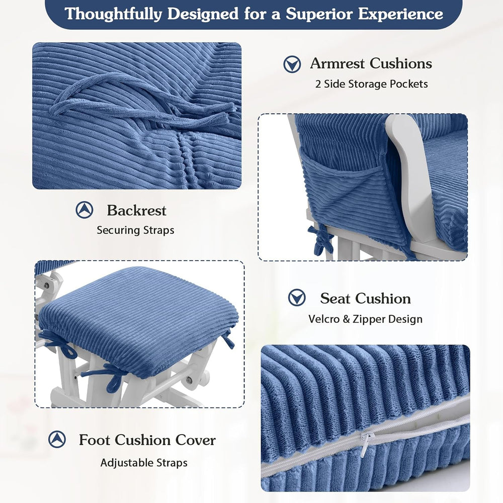 ANMINY 5PCS Glider Rocker Replacement Cushions, 29.5"H Back 3.9"Thi...