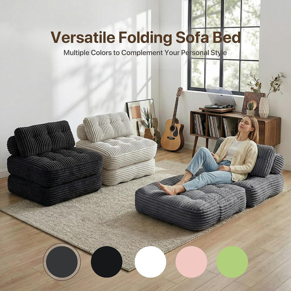 Boneless Chair Folding Sofa Bed, Sleeper Chair, Dark Grey, Single