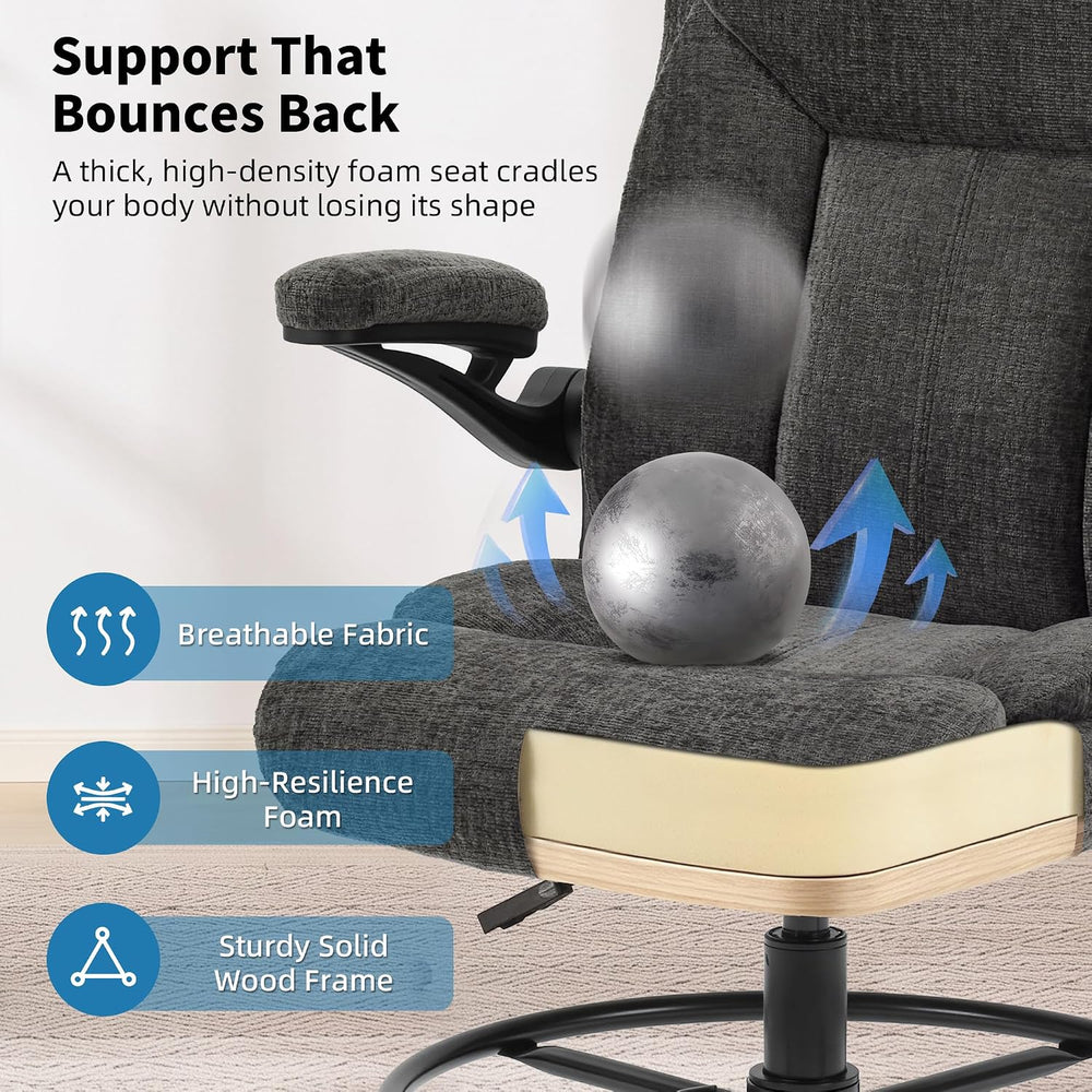 Gray Office Drafting Chair - Fabric High Office Chair for Standing