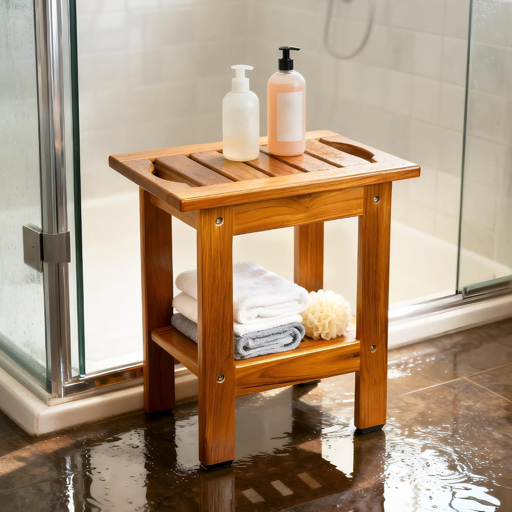 VaeFae Teak Shower Bench, Small Bench